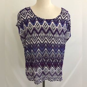 Torrid All Over Geo Print Open Bow Back Top Womens Size Large Purple Sleeveless